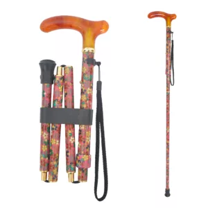 Amber Derby Walking Cane with Confetti Floral Fabric Wrapped Beechwood Shaft and Brass Collar factory