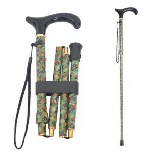 Green Petite Adjustable Derby walking sticks with Fabric Wrapped Metal Shaft