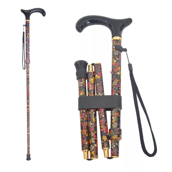 Attractive Fabric Wrapped Adjustable Derby Cane in Black and Multi Floral exporter