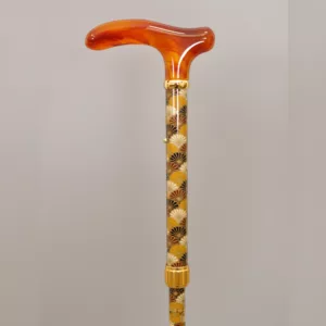 Beautiful walking cane with fabric wrapped metal shaft