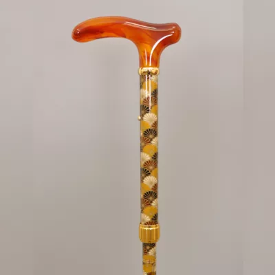 Beautiful walking cane with fabric wrapped metal shaft