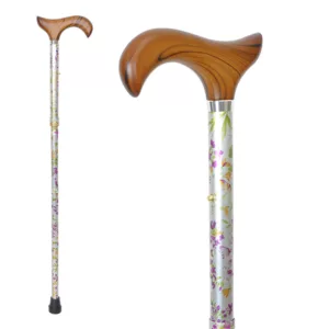 supplier Woodland Flowers Height Adjustable Folding Cane with Derby Handle