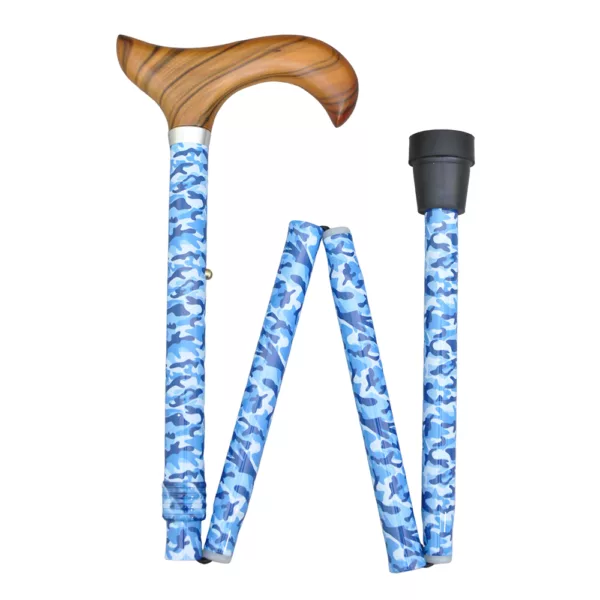 Convenient Folding Walking Stick Blue