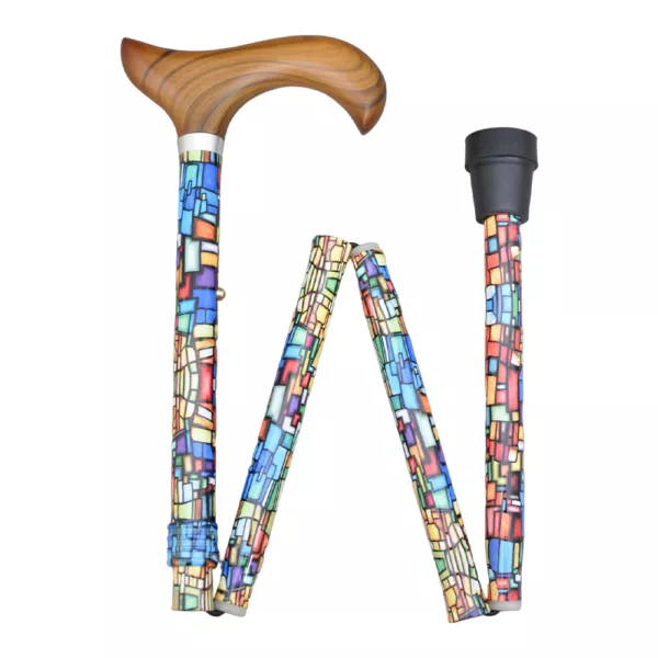 Mosaic Stained Window Adjustable Designer Derby Walking Cane supplier