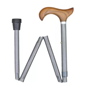 Safety Grey Plaid Pattern Foldable Telecopic Cane