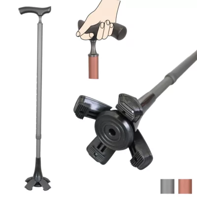 Adjustable self standing cane