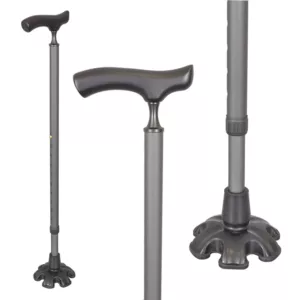 6 Support Rubber Foot for Walking Canes 3/4 Inch Shaft, Self-Standing, Anti-Slip Stable 6 Point Cane Tip Universal 6 Leg for Walking Stick