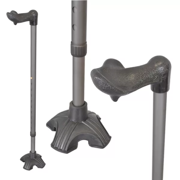 Quad Base Self Standing Walking Cane with Ergonomic Handgrip factory