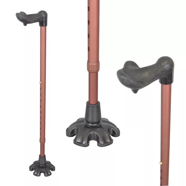 Cane Tip with 6 Support Rubber Foot for Walking Stick 3/4 Inch Shaft, Self-Stand