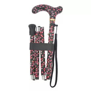 Adjustable Folding Fashion Fritz Handle Floral Patterned Walking Stick manufacturer