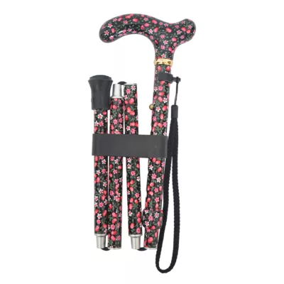 Adjustable Folding Fashion Fritz Handle Floral Patterned Walking Stick manufacturer