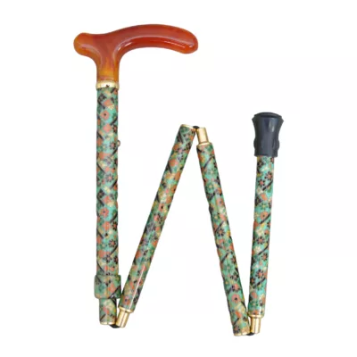 Attractive FABRIC-WRAPPED STICKS, GREEN FLORAL