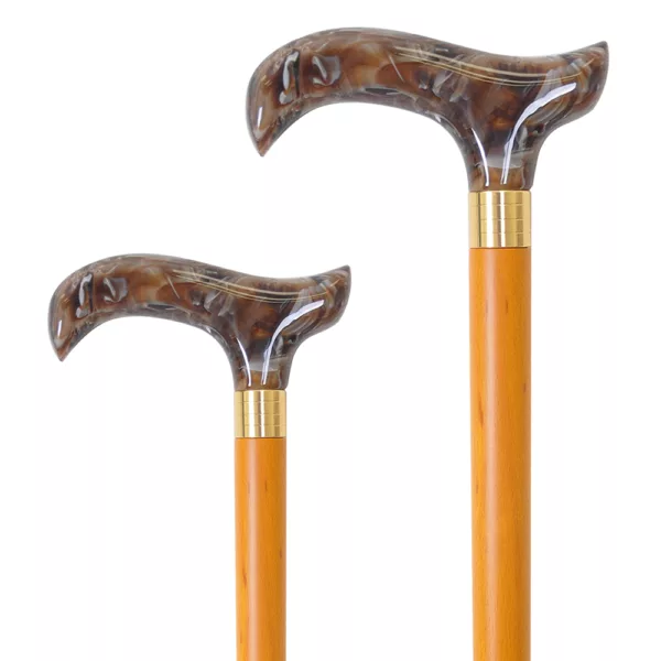 Beautiful Acrylic Handle Wooden Derby Canes