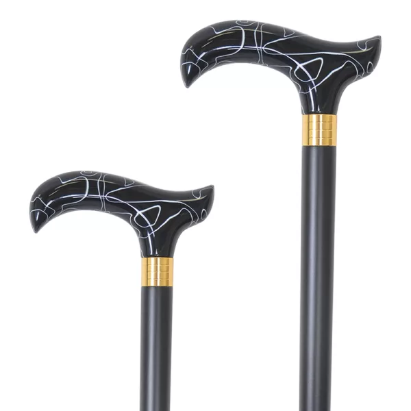 Black & White Acrylic Derby Modern Walking Stick