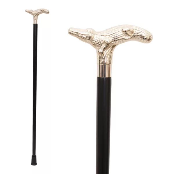 Brass Alligator Handle Walking Cane with Black shaft manufacturer