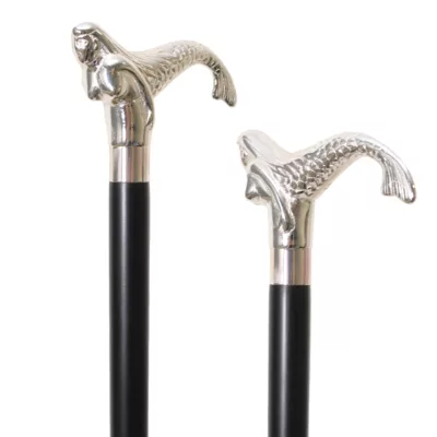 Silver Brass Mermaid Handle Walking Cane manufacturer