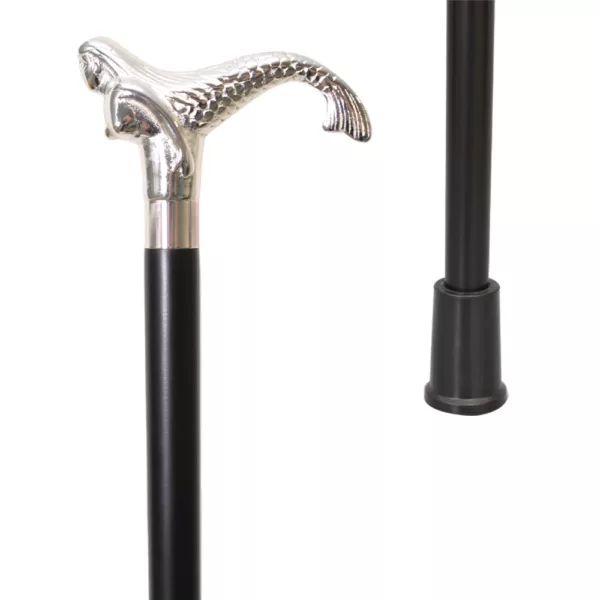 Silver Brass Mermaid Handle Walking Cane supplier