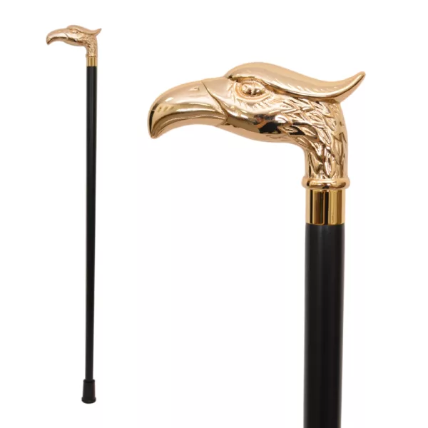 Gold Eagle Head Wooden Cane Walking Stick supplier