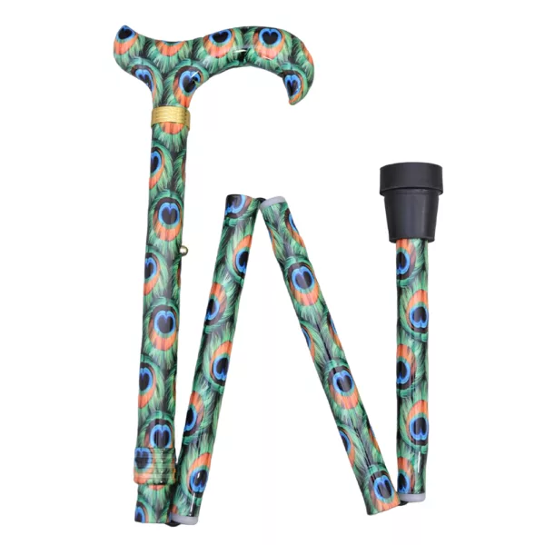 Pretty Peacock Designer Derby Adjustable Walking Cane