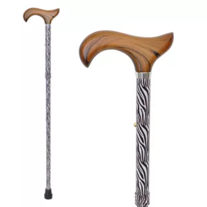 Safety Height-Adjustable Folding Zebra Print Walking Stick