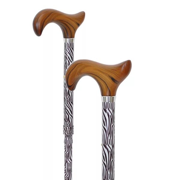 Safety Height-Adjustable Folding Zebra Print Walking Stick