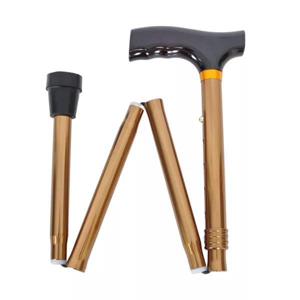 Safety Bronze Height-Adjustable Folding Walking Stick with Crutch Handle supplier