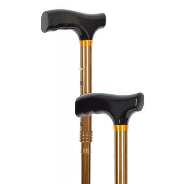 Safety Bronze Height-Adjustable Folding Walking Stick with Crutch Handle