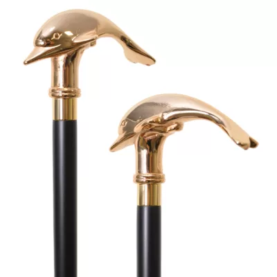 Solid Brass Dolphin Cane Walking Stick